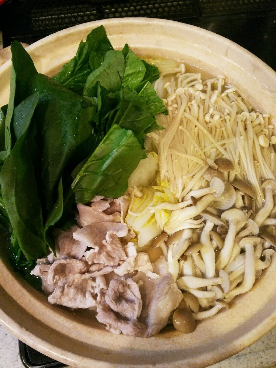 常夜鍋(ほうれん草、白菜)の画像