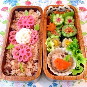 赤飯 こにぎり 秋弁当 詰め方