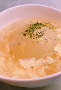 簡単レンチン！玉ねぎの丸ごと中華卵スープ