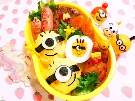 簡単♡キャラ弁♡まんまるミニオンおにぎり