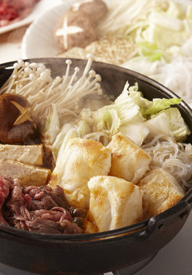 割り下とよく絡む、お餅すき焼き関東風