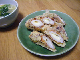 お弁当にも☆チーズちくわのゆかり揚げ