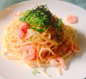 簡単!明太子と小エビのオイルパスタ