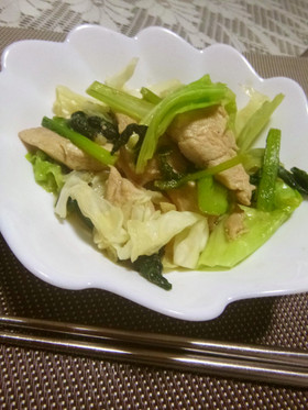 簡単!!鶏肉&キャベツ&小松菜の炒めもの