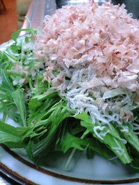 簡単美味しい〜水菜とじゃこのサラダ