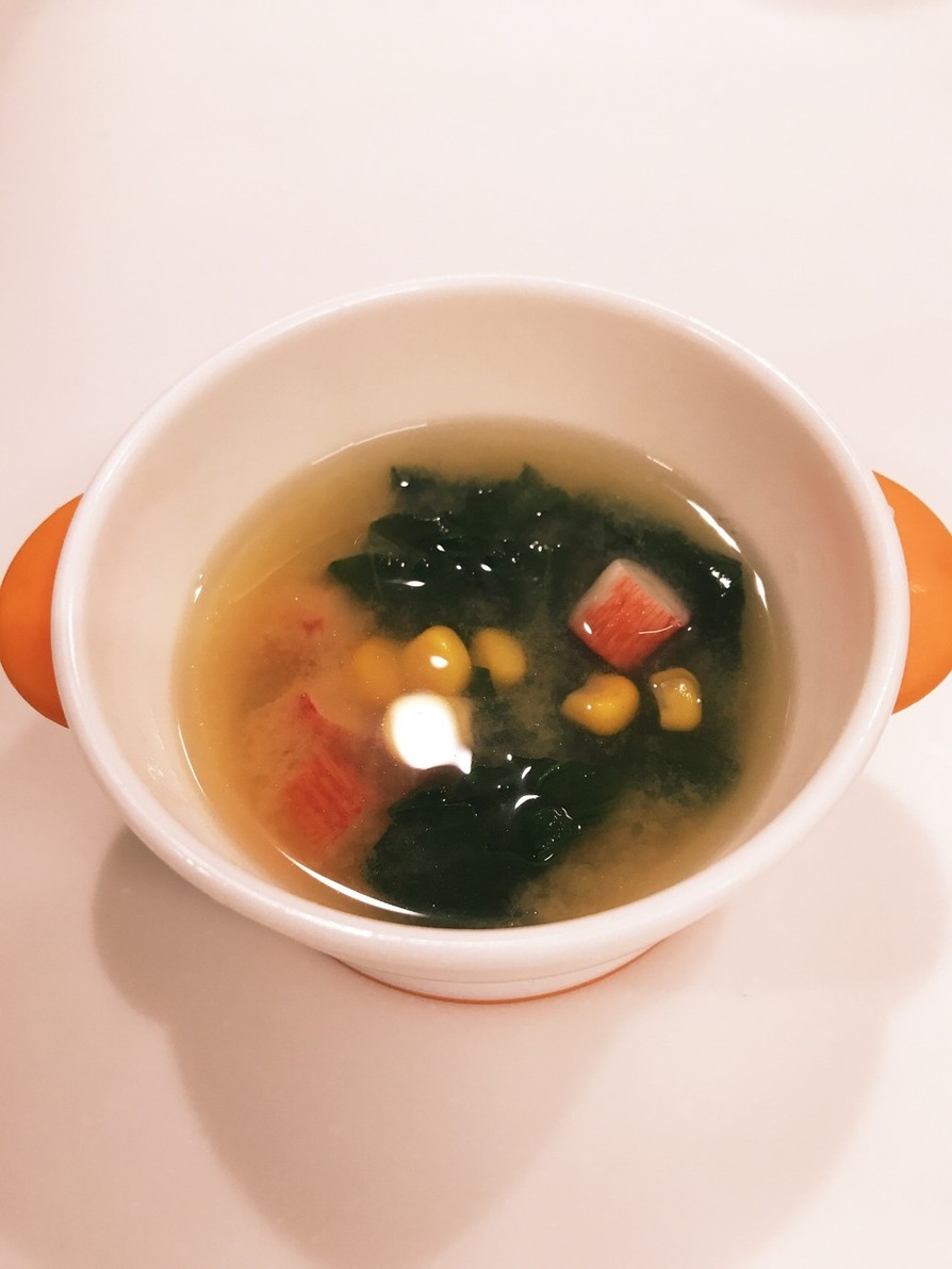 ❁かにかまと小松菜とコーンのお味噌汁❁の画像