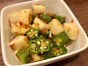 簡単!オクラと長芋の和え物(麺つゆでも)