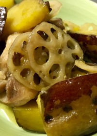 薩摩芋と蓮根鶏肉の煮物 簡単レシピ