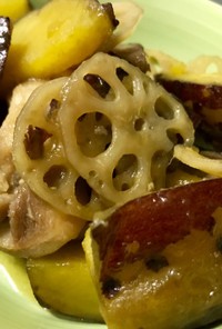 薩摩芋と蓮根鶏肉の煮物 簡単レシピ