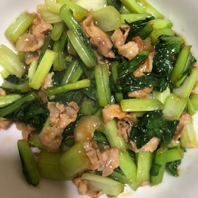 小松菜と豚肉のオイスターソース炒め