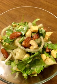 簡単サラダ セロリの葉 ナッツ