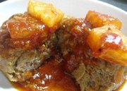 給食メニュー ハワイアンハンバーグの写真