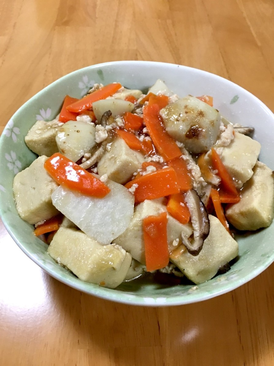 大人の給食☆高野豆腐と野菜のそぼろ煮の画像