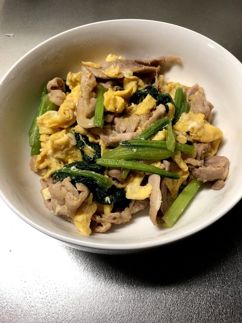 小松菜と豚肉の卵中華炒め by mami 【クックパッド】 簡単おいしいみんなのレシピが358万品