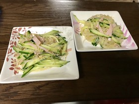 きゅうりとハムの中華春雨サラダ