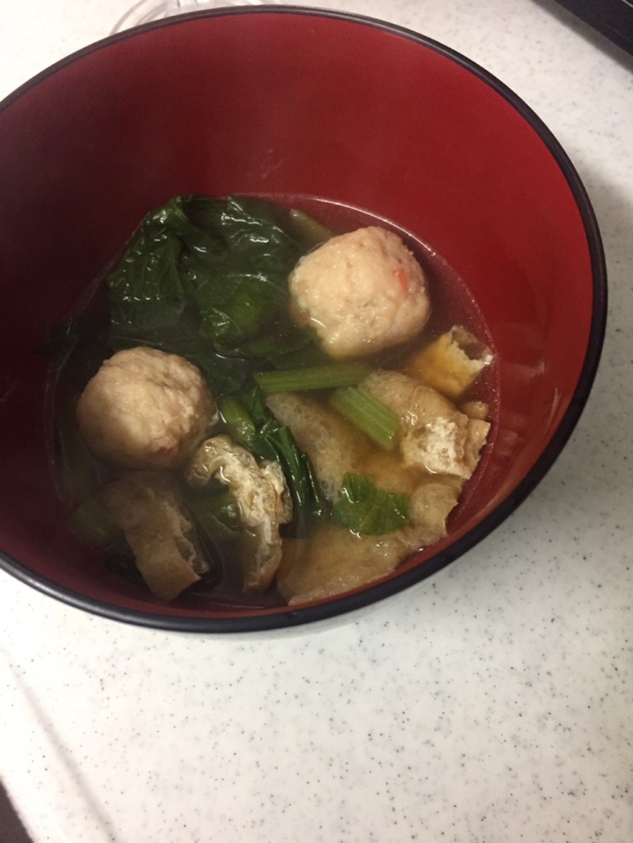 シンプル小松菜と鶏団子の鍋の画像