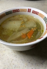 ハクサイ玉ねぎ人参の中華スープ