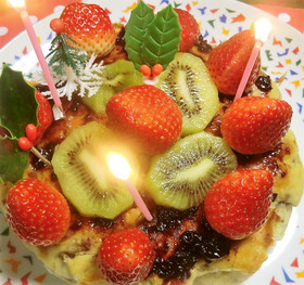 HMで混ぜて焼く★バナナクリスマスケーキ