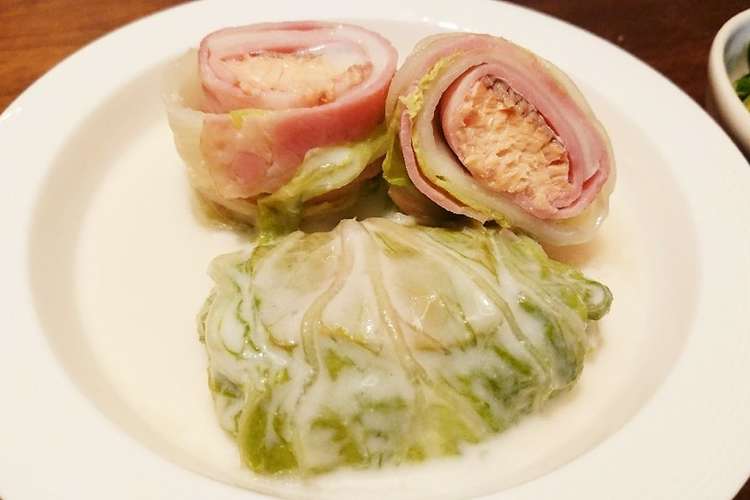 鮭のベーコン巻きクリームロール白菜 レシピ 作り方 By 七色の歌 クックパッド 簡単おいしいみんなのレシピが364万品