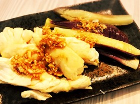 ナスとささみでバンバンジー風 簡単レンジ