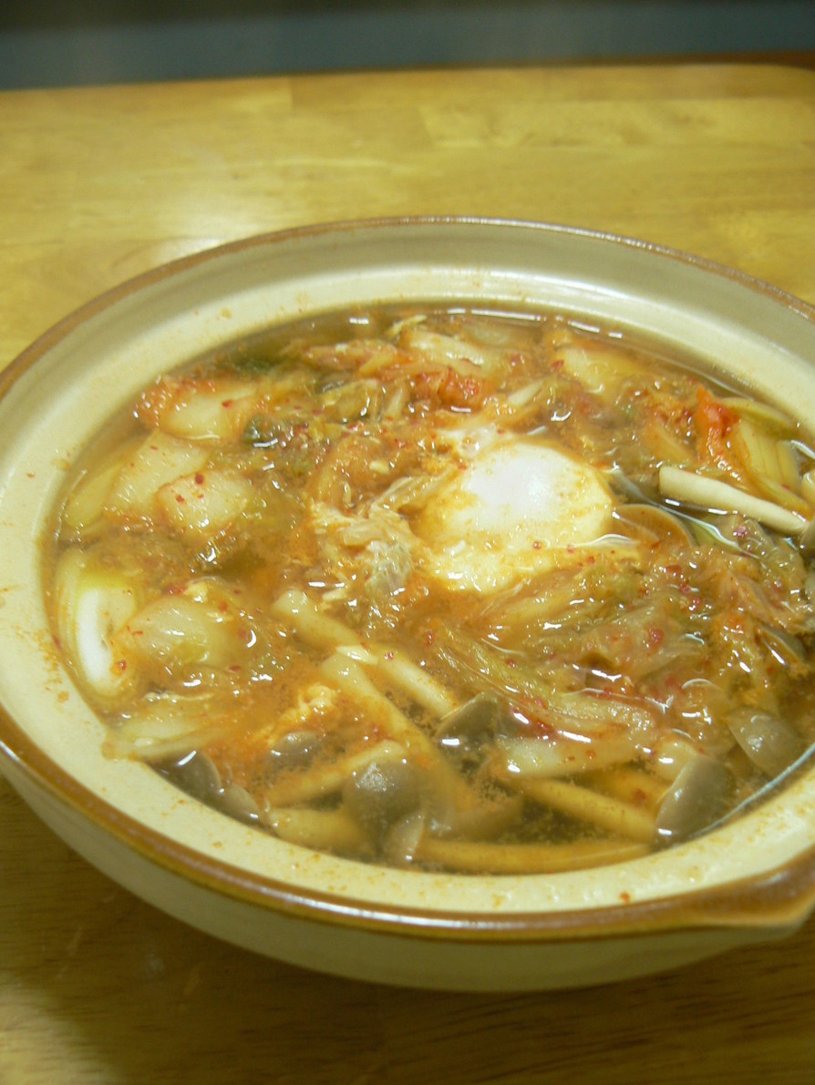 一人鍋で、さんまキムチ鍋の画像
