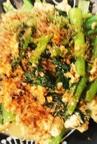 小松菜と豆腐のチャンプル風炒め