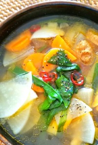 電子レンジで✿韓国風【肉汁】スープ&シメ