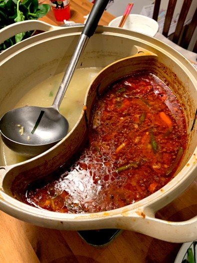 中国駐在者の自家製四川風麻辣火鍋スープの写真