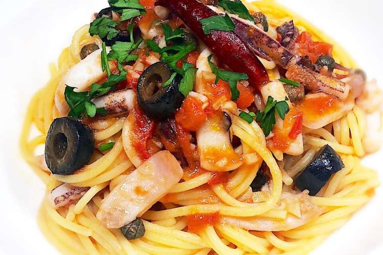 煽りイカとフレッシュトマトのプッタネスカ レシピ 作り方 By フジsキッチン クックパッド 簡単おいしいみんなのレシピが352万品