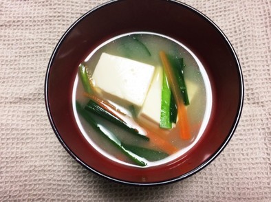 低糖質☆風邪予防☆ニラと豆腐のお味噌汁の写真