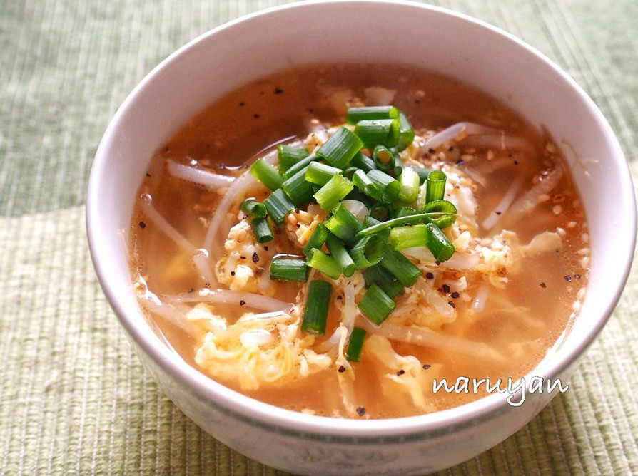 もやしと卵の中華風スープの画像
