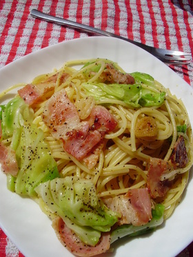 マスタード風味♥新キャベツのスパゲティ