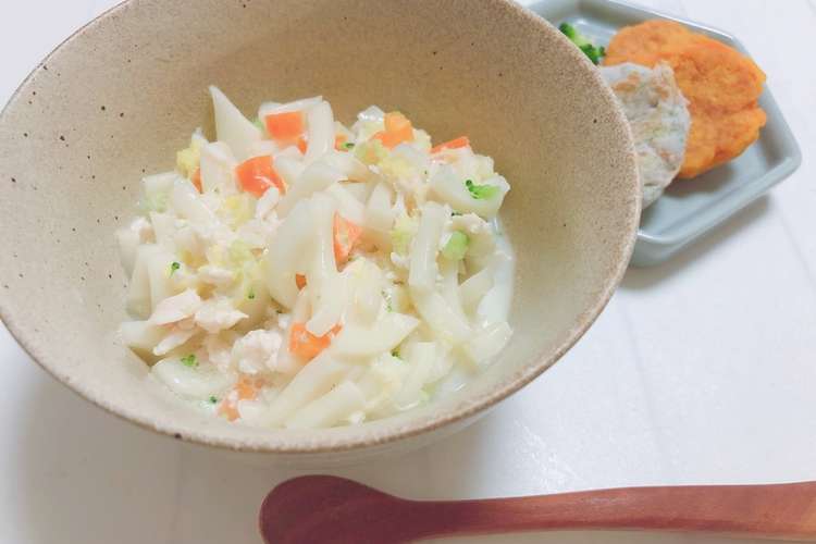 離乳食 中後期 豆乳出汁うどん レシピ 作り方 By Fuu Mama クックパッド 簡単おいしいみんなのレシピが360万品
