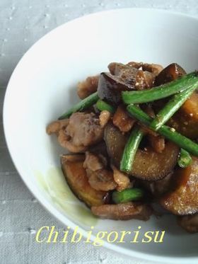 なすと豚肉の✿甘辛炒め