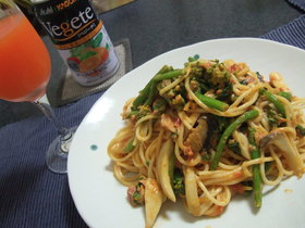 菜の花パスタ☆ツナのトマトクリームソース