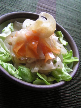根菜のスライス梅しそマリネサラダ