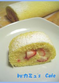 苺とカルピスクリームのロールケーキ