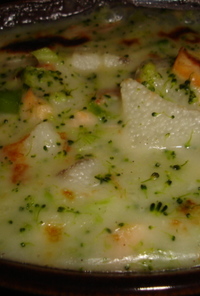 ディナーに豆腐と長芋のクリーミーグラタン