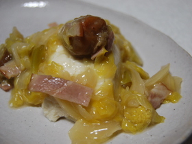 春キャベツの餡かけ豆腐