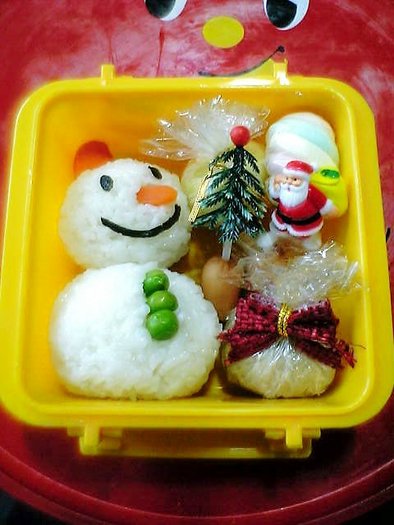 クリスマスの雪だるま弁当の写真
