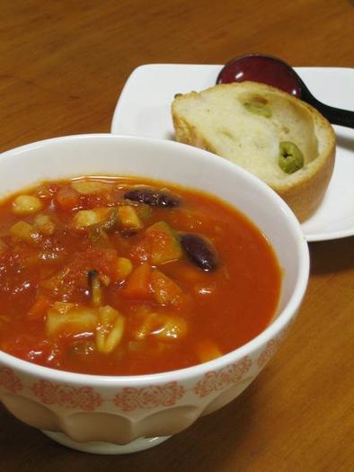 食べるスープ野菜11品チリトマトスープの写真