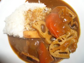 しゃっきしゃっき♪レンコンとイカのカレー