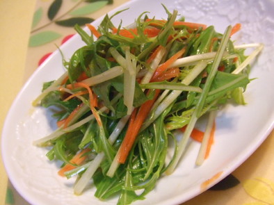 水菜と人参のマンゴーソースサラダの写真