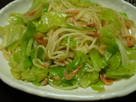 春キャベツと釜あげ桜海老のパスタ
