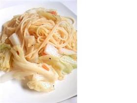 長芋とキャベツのパスタ