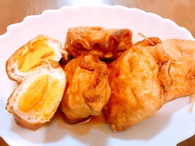 薄揚げの卵巾着煮