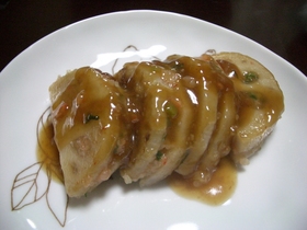 れんこんのエビはさみ焼き