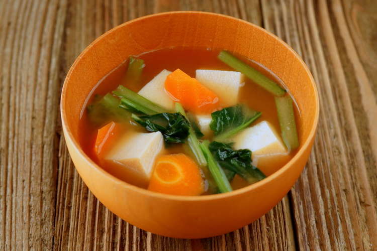 カルシウム豊富 高野豆腐と冬野菜の味噌汁 レシピ 作り方 By スクスクのっぽくん クックパッド 簡単おいしいみんなのレシピが355万品