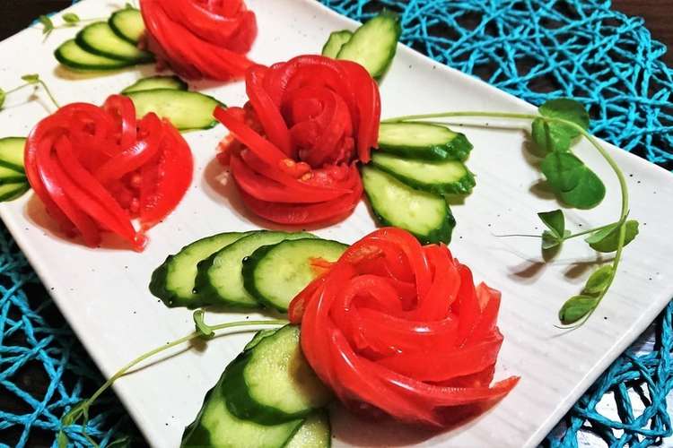簡単 華やか トマトdeバラの花 レシピ 作り方 By ｓ４ クックパッド
