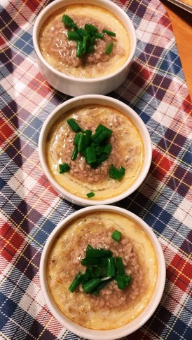 鶏肉のゆで汁を使った中華風茶碗蒸し
